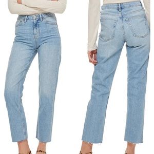 Trendy light-wash jeans with a flattering high waist